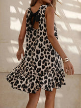 Ruffled Hem Leopard Sleeveless Dress
